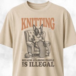 Knitting Boston Terrier T Shirt Gift For Dog Lover