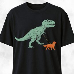 T Rex Walking A Golden Retriever T Shirt Gift For Dinosaur Lover