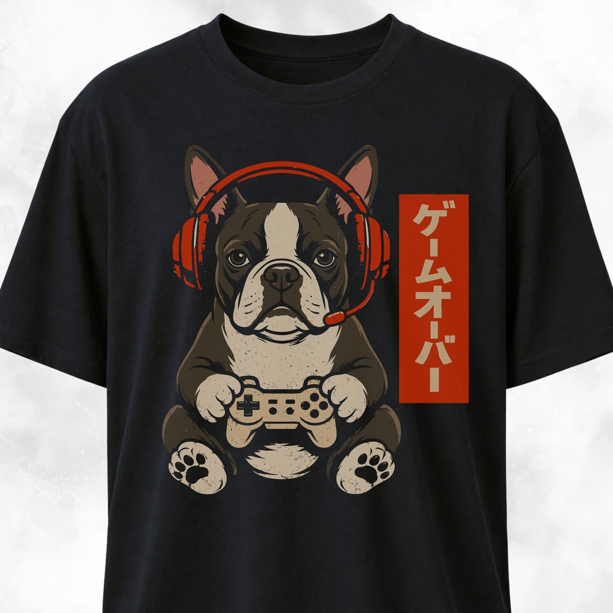 Retro Gamer Boston Terrier T Shirt Gift For Dog Lover
