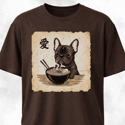 Japanese Style Frenchie Eating Ramen T Shirt Gift For Dog Lover