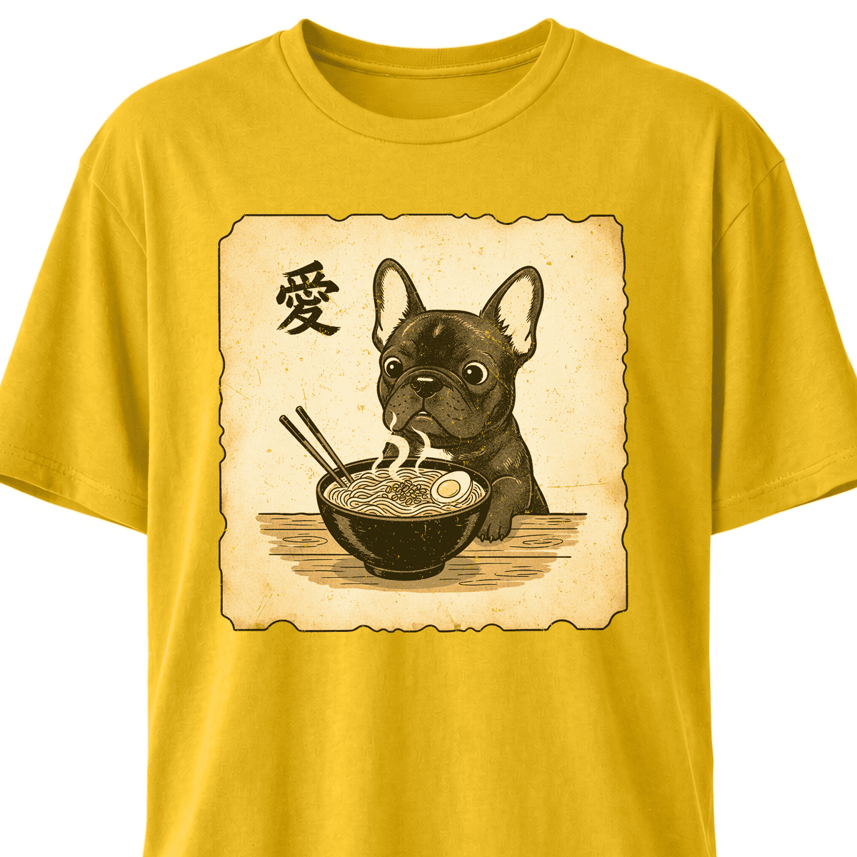 Japanese Style Frenchie Eating Ramen T Shirt Gift For Dog Lover