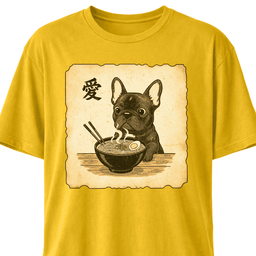 Japanese Style Frenchie Eating Ramen T Shirt Gift For Dog Lover