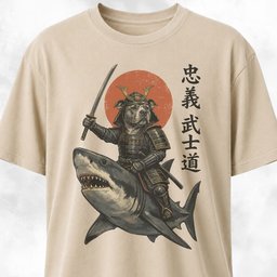 Samurai Pitbull Riding A Shark T Shirt Gift For Dog Lover