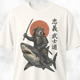 Samurai Pitbull Riding A Shark T Shirt Gift For Dog Lover