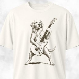 Golden Retriever Playing Guitar T Shirt Gift For Dog Lover