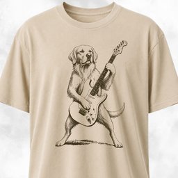 Golden Retriever Playing Guitar T Shirt Gift For Dog Lover