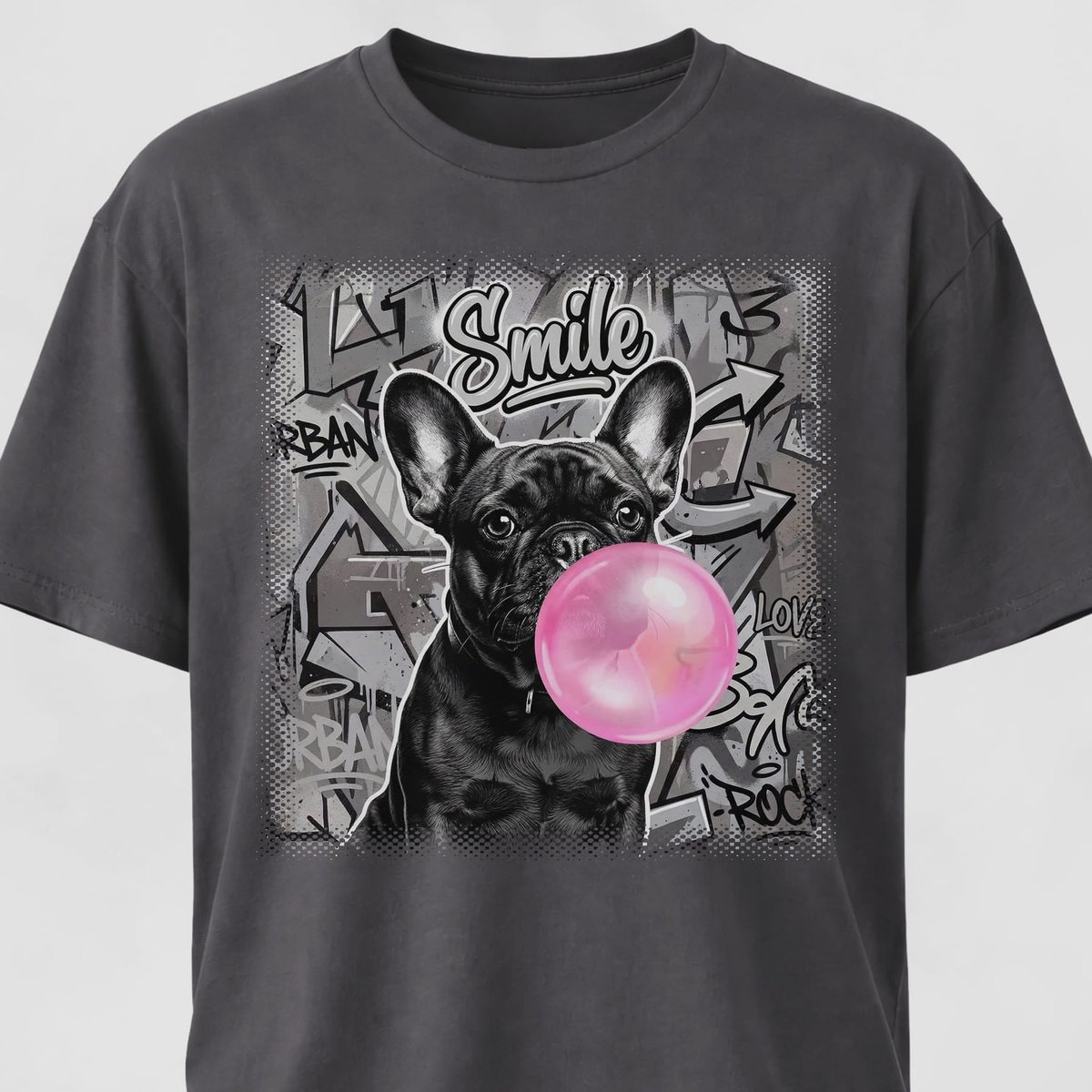 Pink Bubble Gum Black Frenchie T Shirt Gift For Dog Lover