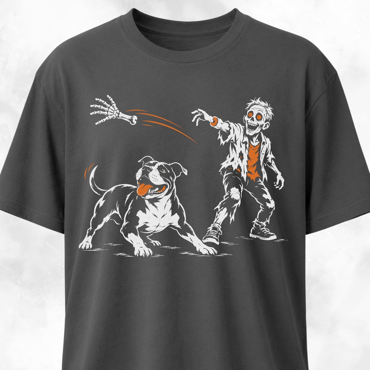 Pitbull Chasing A Zombie Hand T Shirt Gift For Dog Lover
