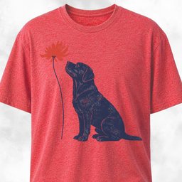 Red Flower Lab T Shirt Gift For Dog Lover
