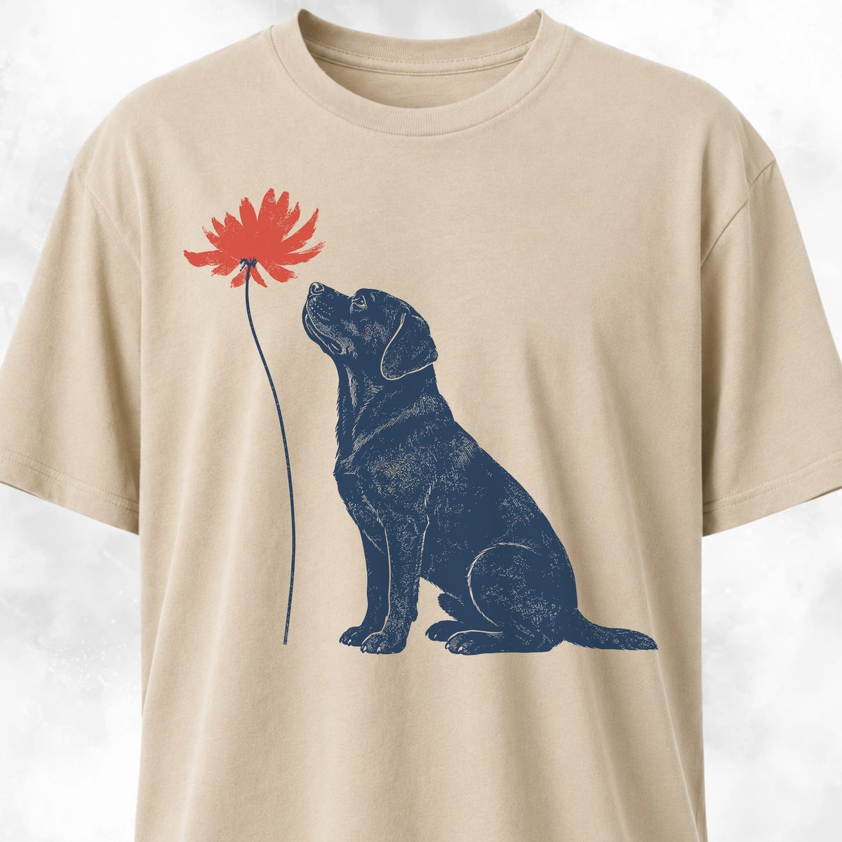 Red Flower Lab T Shirt Gift For Dog Lover