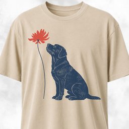 Red Flower Lab T Shirt Gift For Dog Lover