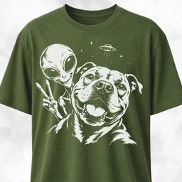 Pitbull Alien Selfie T Shirt Gift For Dog Lover