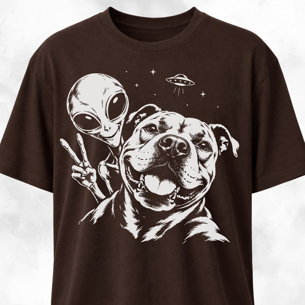 Pitbull Alien Selfie T Shirt Gift For Dog Lover