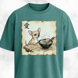 Japanese Chihuahua Eating Ramen T Shirt Gift For Dog Lover