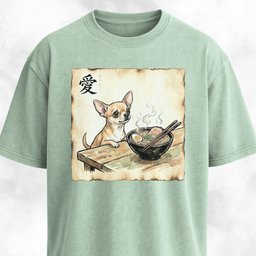 Japanese Chihuahua Eating Ramen T Shirt Gift For Dog Lover