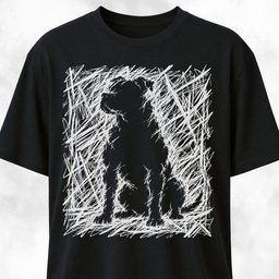 Pitbull In White Scribbles T Shirt Gift For Dog Lover