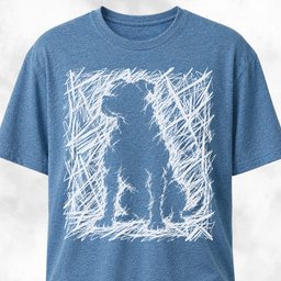 Pitbull In White Scribbles T Shirt Gift For Dog Lover
