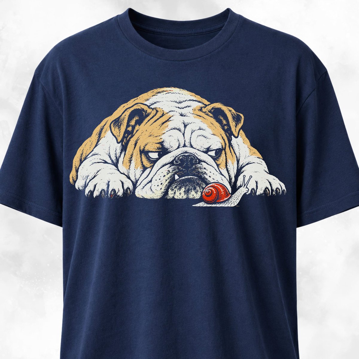 Vivid Coral Snail With Bulldog T Shirt Gift For Dog Lover