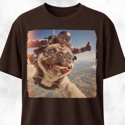 Vintage Polaroid Pug Skydiving Selfie T Shirt Gift For Dog Lover
