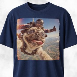 Vintage Polaroid Pug Skydiving Selfie T Shirt Gift For Dog Lover