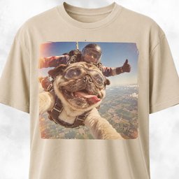 Vintage Polaroid Pug Skydiving Selfie T Shirt Gift For Dog Lover