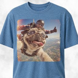 Vintage Polaroid Pug Skydiving Selfie T Shirt Gift For Dog Lover