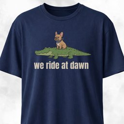 We Ride At Dawn Frenchie On A Crocodile T Shirt Gift For Dog Lover
