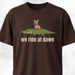 We Ride At Dawn Frenchie On A Crocodile T Shirt Gift For Dog Lover