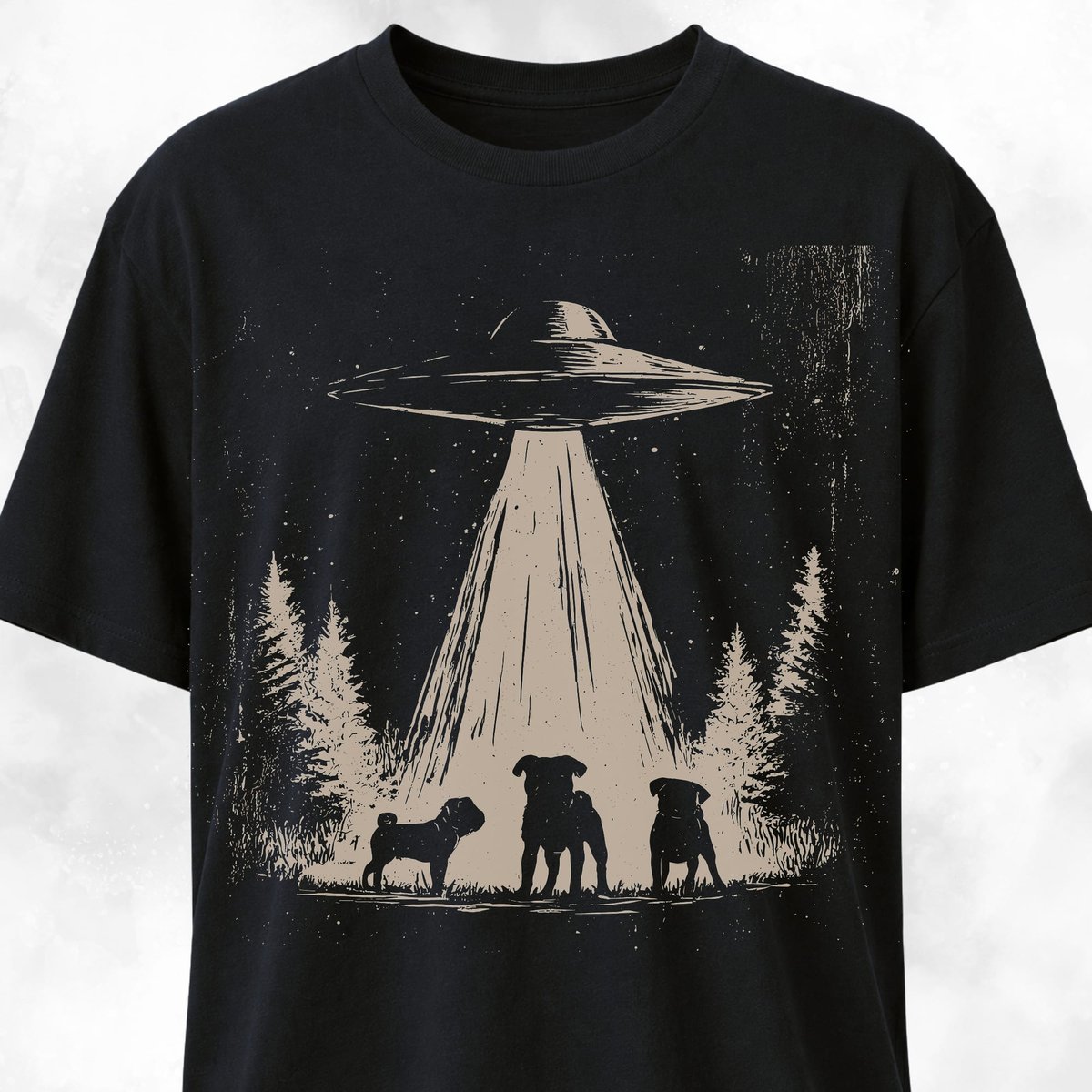 Ufo Beaming Pugs T Shirt Gift For Dog Lover