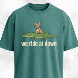 We Ride At Dawn Frenchie On A Crocodile T Shirt Gift For Dog Lover