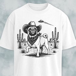Ufo Pug In The Desert T Shirt Gift For Dog Lover