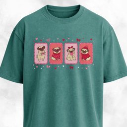 Valentines Day Pug Collage T Shirt Gift For Dog Lover