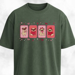 Valentines Day Pug Collage T Shirt Gift For Dog Lover
