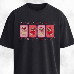 Valentines Day Pug Collage T Shirt Gift For Dog Lover
