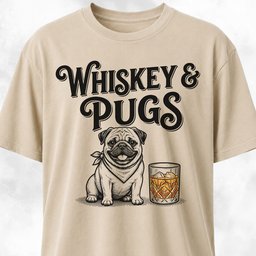 Whiskey And Pugs T Shirt Gift For Dog Lover