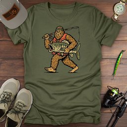 Bigfoot Bass Hunter T Shirt Gift For Fishing Enthusiast