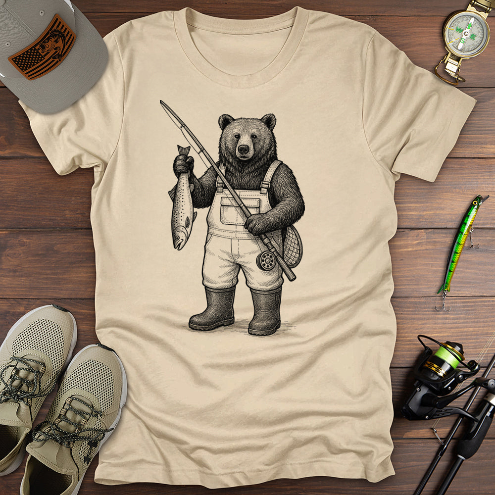 Bear Fishing T Shirt Gift For Fishing Enthusiast