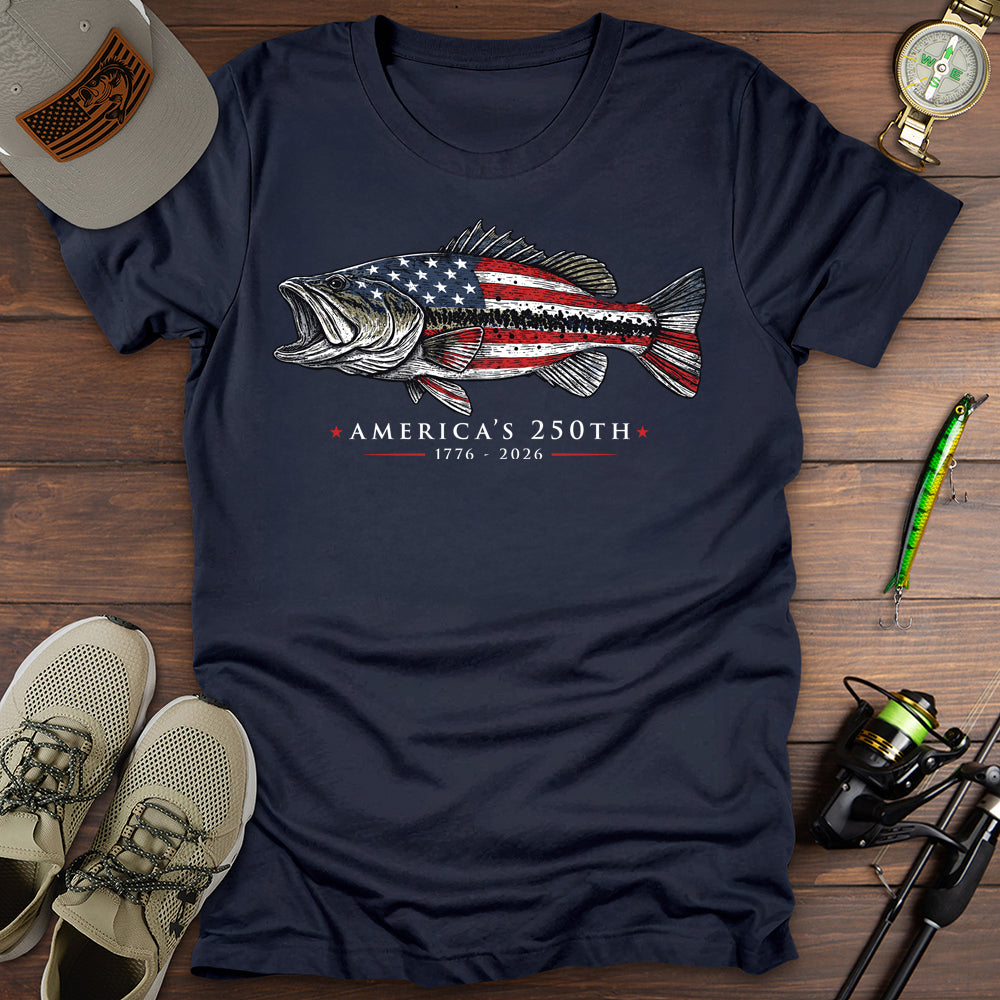 Bass Americas 250th T Shirt Gift For Fishing Enthusiast