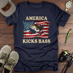 America Kicks Bass Fishing T Shirt Gift For Fishing Enthusiast
