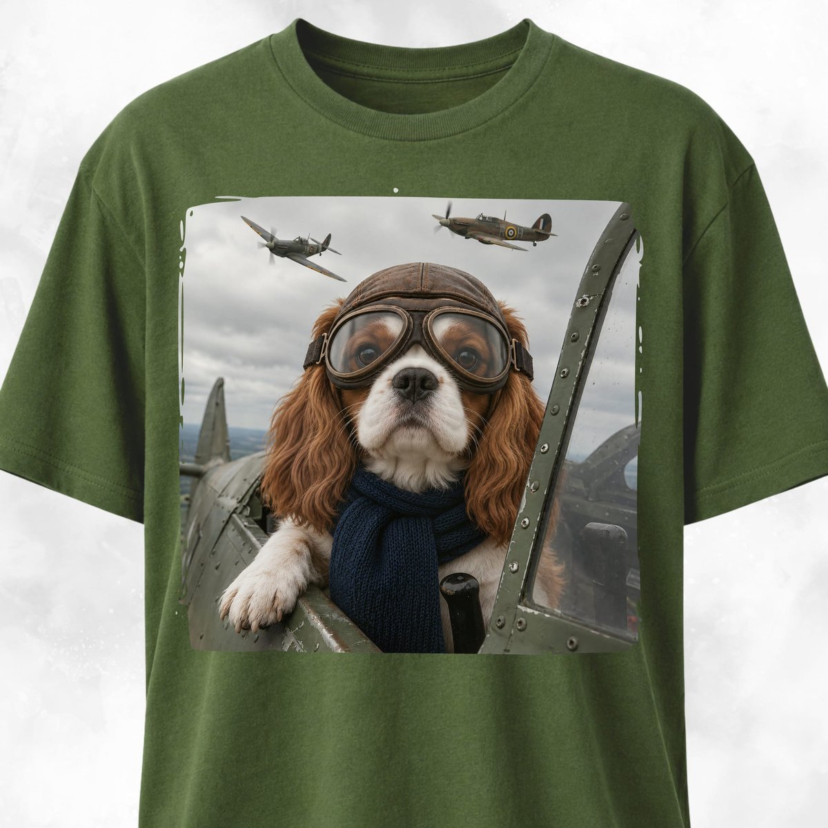 Ww2 Pilot Cavalier King Charles Spaniel T Shirt Gift For Dog Lover