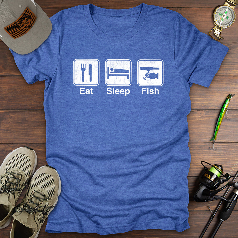 Eat Sleep Fish T Shirt Gift For Fishing Enthusiast