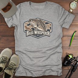 Bass Whisperer Camo T Shirt Gift For Fishing Enthusiast