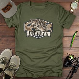 Bass Whisperer Camo T Shirt Gift For Fishing Enthusiast