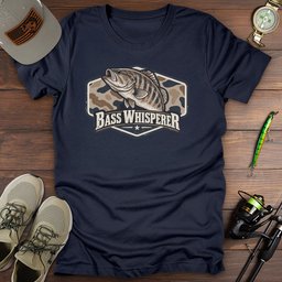 Bass Whisperer Camo T Shirt Gift For Fishing Enthusiast