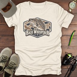 Bass Whisperer Camo T Shirt Gift For Fishing Enthusiast