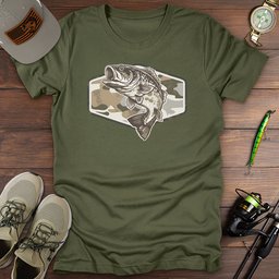 Bass Camo T Shirt Gift For Fishing Enthusiast