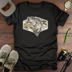 Bass Camo T Shirt Gift For Fishing Enthusiast