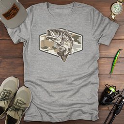 Bass Camo T Shirt Gift For Fishing Enthusiast