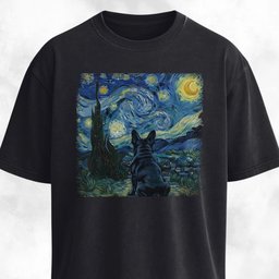Van Goghs Starry Night Frenchie Edition T Shirt Gift For Dog Lover