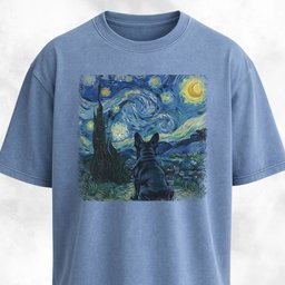 Van Goghs Starry Night Frenchie Edition T Shirt Gift For Dog Lover